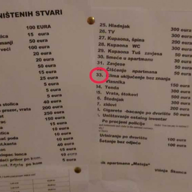‘Cjenik uništenih stvari/Screenshot X