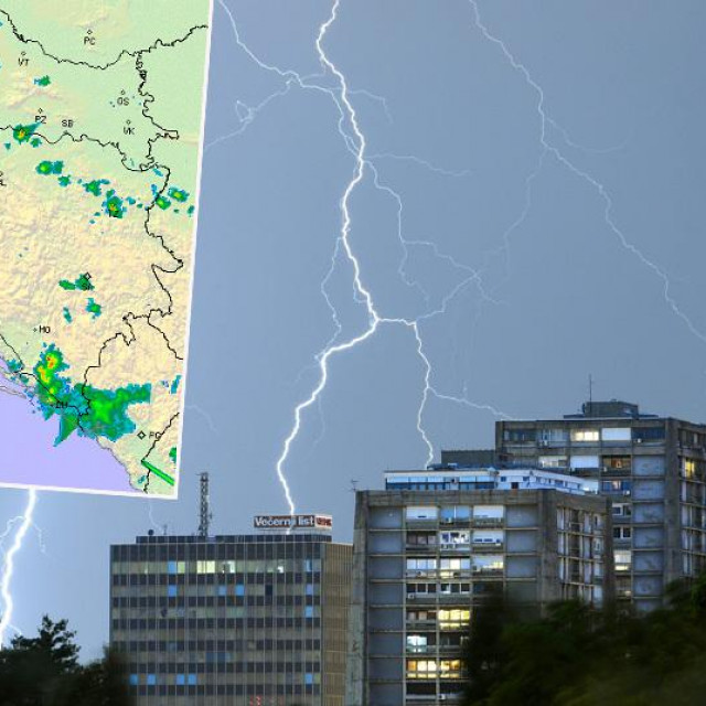 Ilustracija nevremena i radarska snimka