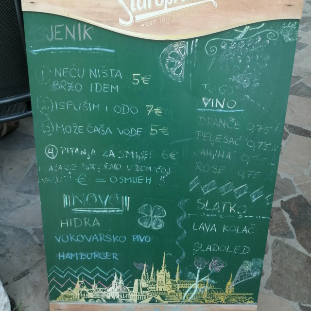 Cijene u kafiću na Pelješcu