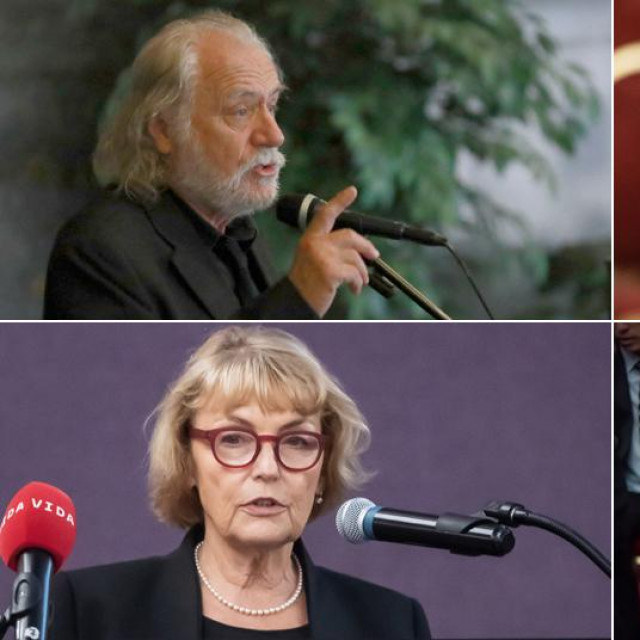 Rade Šerbedžija, Mirjana Rakić, Vesna Pusić, Ivan Račan i Arsen Bauk