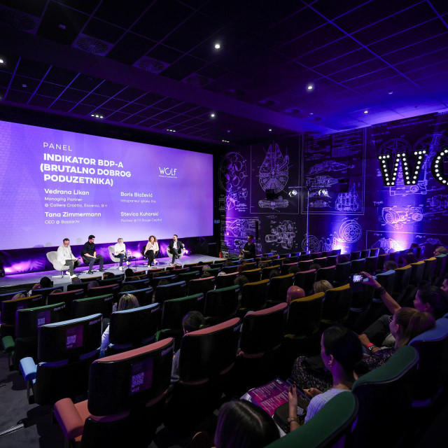 Frano RIDJAN, Boris BLAŽEVIĆ, Tana ZIMMERMANN, Vedrana LIKAN and Stevica KUHARSKI, Panel: Indikator BDP, Wolf 3.0 Conference, Zagreb, Croatia, 07.10.2023, Mandatory Credit © Jozo Cabraja/kolektiff