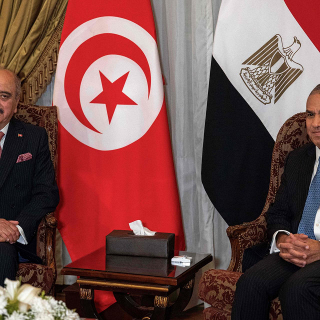 Tuniski ministar vanjskih poslova Othman Jerandi i egipatski ministar vanjskih poslova Badr Abdelatty  u Kairu