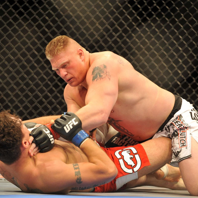 Frank Mir (donja pozicija) vs. Brock Lesnar (gornja pozicija) - UFC 81