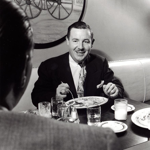 Frank X. McNamara, founder of Diners Club, at the 21 Club, New York City, March 30, 1951. Photo by Roy Stevens for Time Magazine.