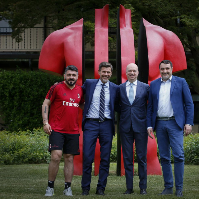 Gennaro Gattuso, Zvonimir Boban, Marco Fassone i Massimiliano Mirabelli u kampu Milana 2018.