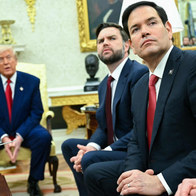 Američki predsjednik Donald Trump, potpredsjednik JD Vance i državni tajnik Marco Rubio