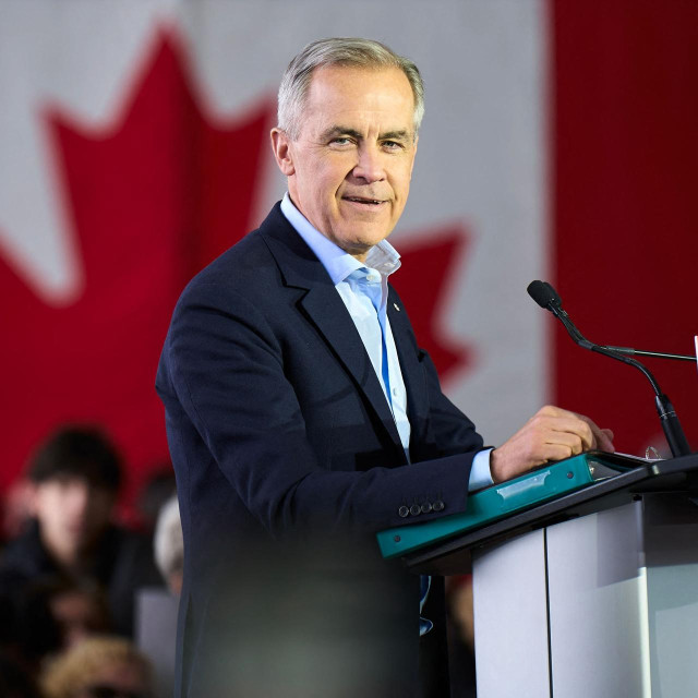 Canadian Prime Minister and Liberal leader Mark Carney speaks during a campaign rally in Mississauga, Ontario, April 26, 2025. (Photo by Geoff Robins/AFP)