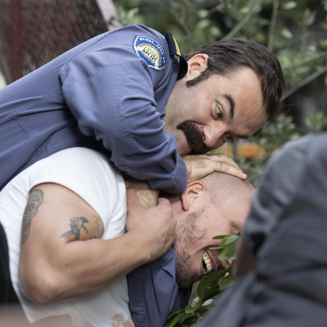 Sa snimanja serije Oblak izvan zakona, Ozren Grabaric, Pavle Pintar