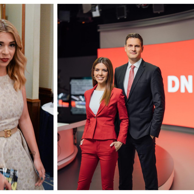 Nina Goleš Slišković (lijevo) i njezin suprug Dino Goleš u studiju Nove TV u društvu kolegice Valentine Baus (desno)