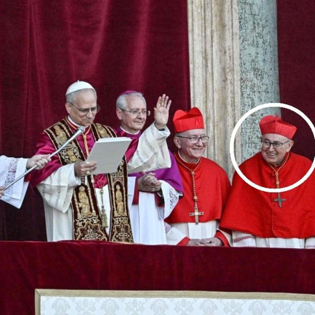 Papa Lav XIV. i Kardinal Vinko Puljić, vrhbosanski nadbiskup u miru (drugi zdesna)
