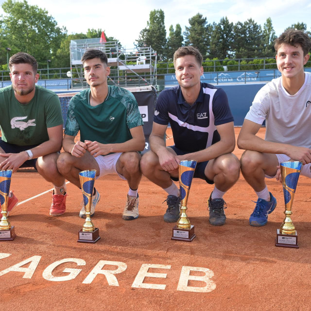 Finale parova ATP Challengera bilo je potpuno hrvatsko: pobjednici Nino Serdarušić i Matej Dodig (desno) te Mili Poljičak i Luka Mikrut