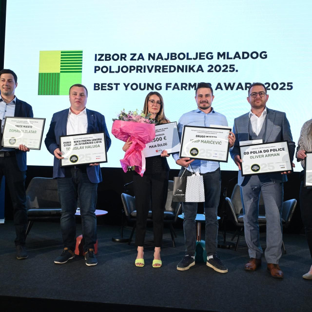 Nagrađeni mladi poljoprivrednici: Domagoj Zlatar, Tomislav Haluga, Maja Šulog, Josip Maričević, Oliver Arman, Adam Knežević