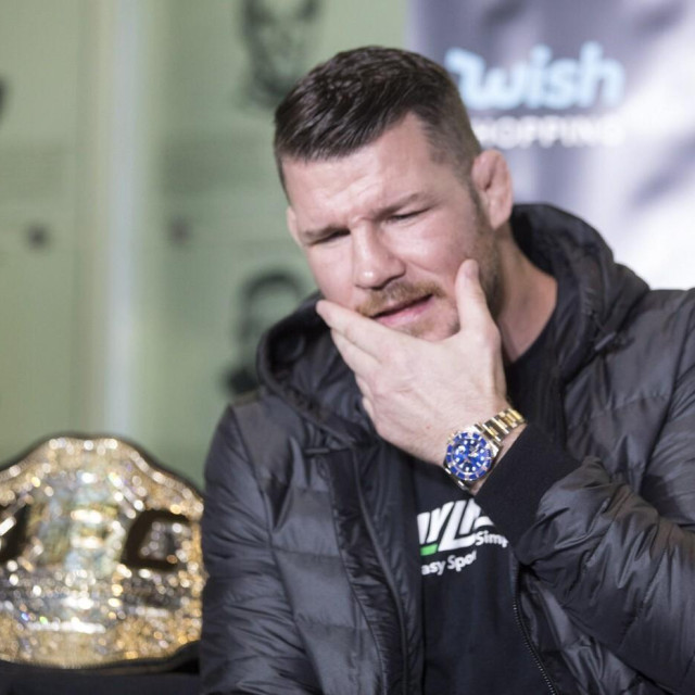 British fighter Michael Bisping attends a news conference, held with Canadian fighter Georges St-Pierre in Toronto to promote UFC 217 on Friday October 13, 2017.,Image: 352813399, License: Rights-managed, Restrictions: World rights excluding North America, Model Release: no, Credit line: Chris Young/PA Images/Profimedia