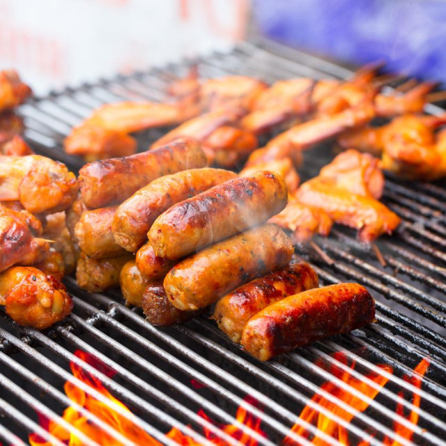 hot grill chicken wing BBQ grilled on fire Asian Thai style