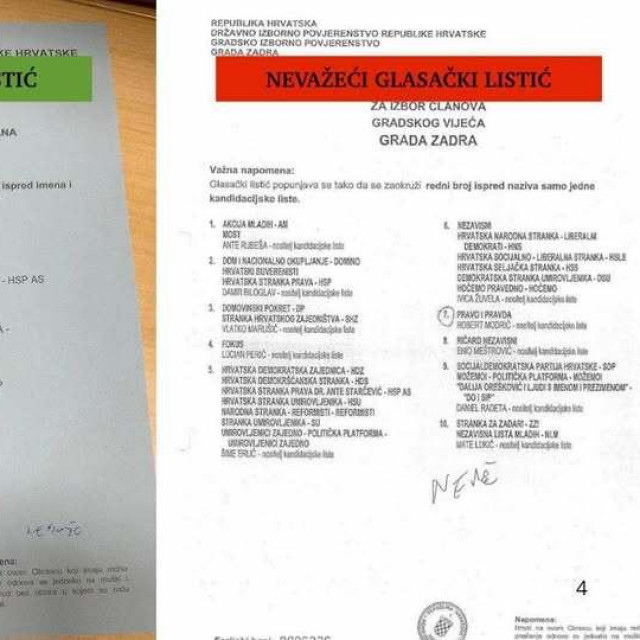 Fotografije važećeg i nevažećeg glasačkog listića objavio je Nikola Grmoja