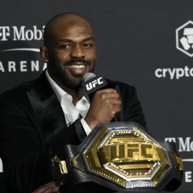 LAS VEGAS, NV - March 5: Jon Jones meets with the media following his win over Cyril Gane at T-Mobile Arena for UFC 285 -Jones vs Gane: Event on March 5, 2023 in Las Vegas, NV, United States.,Image: 762173962, License: Rights-managed, Restrictions: FOR EDITORIAL USE ONLY. Icon Sportswire (A Division of XML Team Solutions) reserves the right to pursue unauthorized users of this image. If you violate our intellectual property you may be liable for: actual damages, loss of income, and profits you derive from the use of this image, and, where appropriate, the costs of collection and/or statutory damages up to $150,000 (USD)., Model Release: no, Credit line: Louis Grasse/PxImages/Icon Sportswire/Newscom/Profimedia