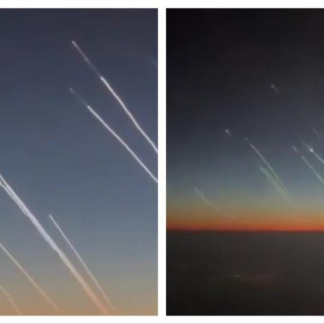 Rakete iz Irana prema Izraelu, snimljeno iz komercijalnog aviona