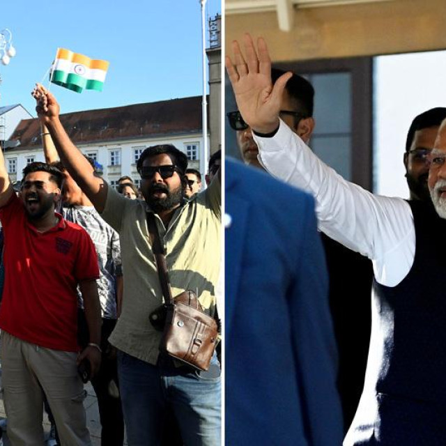 Indijci na Trgu pozdravljaju Narendru Modija