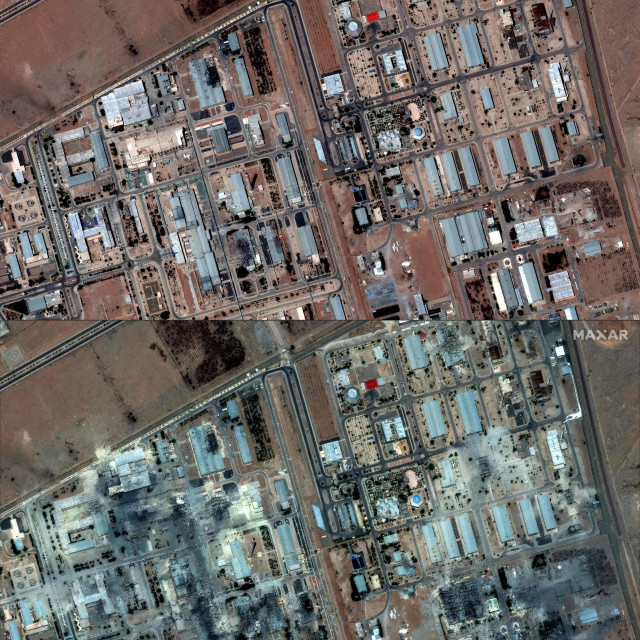 Postrojenje u Isfahanu prije i nakon napada