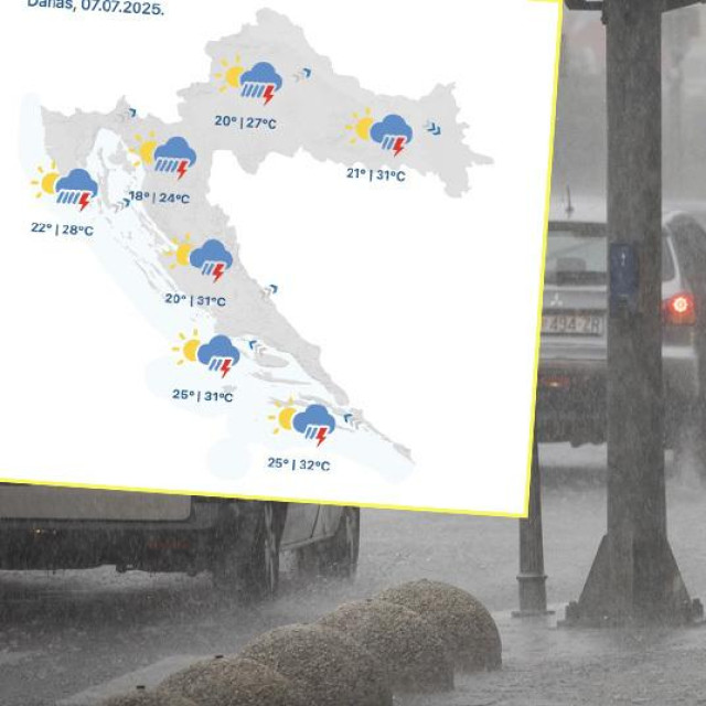 Nevrijeme, ilustracija i karta DHMZ-a