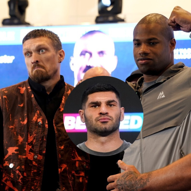 Oleksandr Usik (lijevo), Filip Hrgović (sredina), Daniel Dubois (desno)