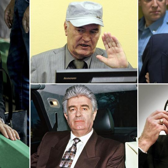 Ukop žrtava iz Srebrenice; Ratko Mladić; Zdravko Tolimir; Radovan Karadžić; Radislav Krstić (svi osuđeni na doživotnu kaznu zatvora zbog genocida u Srebrenici)
