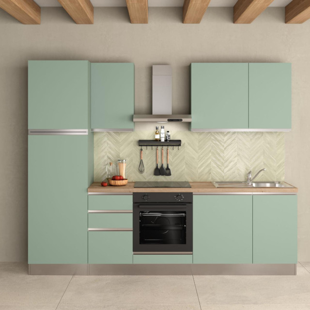 Blok kuhinja s aparatima boje kadulje