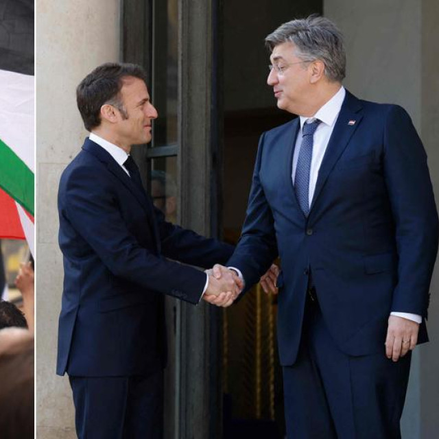 Palestinska zastava, Emmanuel Macron i Andrej Plenković