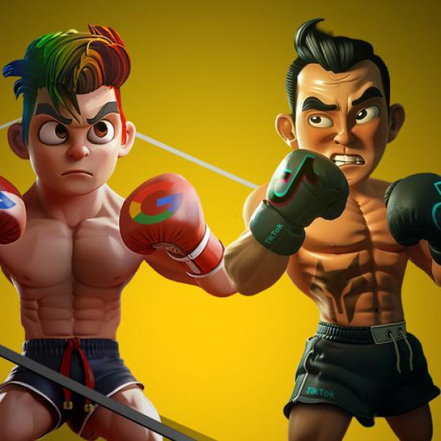 Google vs. TikTok (ilustracija)