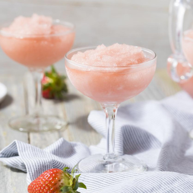 Cold Refreshing Frozen Frosé Rosé Wine Cocktail in the Summer