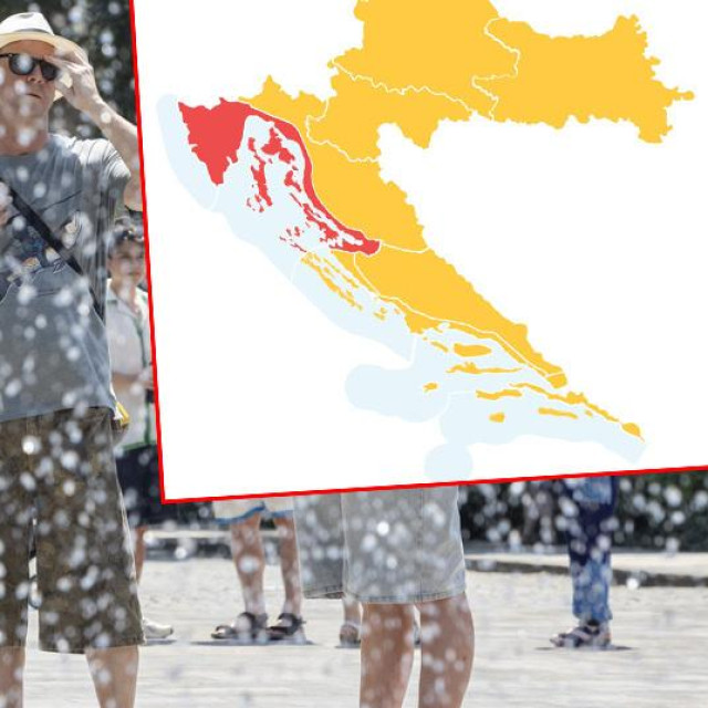 Ilustracija vrućina i karta upozorenja DHMZ-a za nedjelju
 