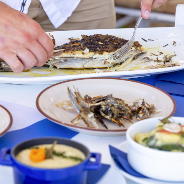 John Dory with mashed browned butter and Swiss chard with potatoes