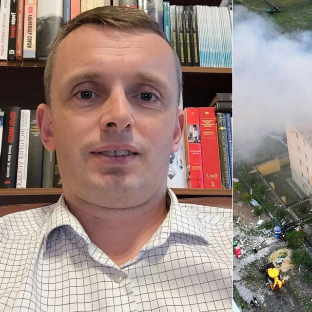 Ruslan Bortnik; uništena zgrada u Harkivu