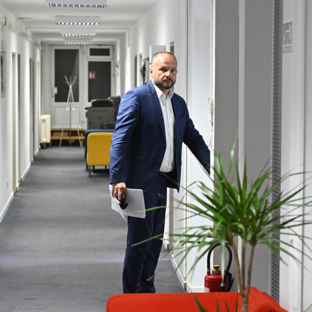 Predsjednik SDP-a Siniša Hajdaš Dončić u središnjici stranke na Iblerovu trgu 