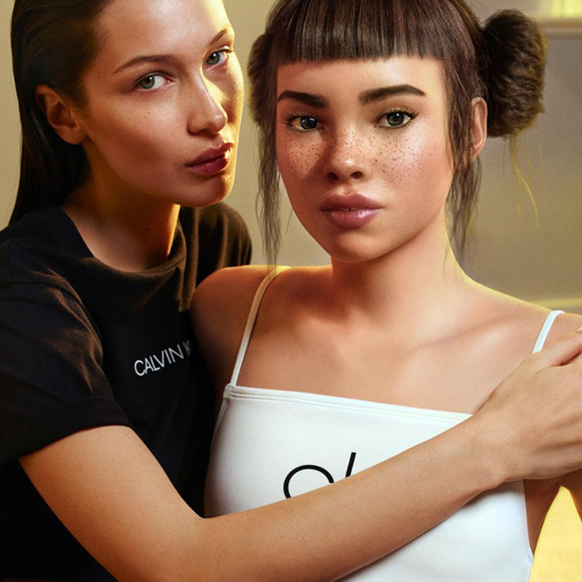 Bella Hadid pozira uz robotsku influensericu Lil Miquelu u kampanji za Calvin Klein