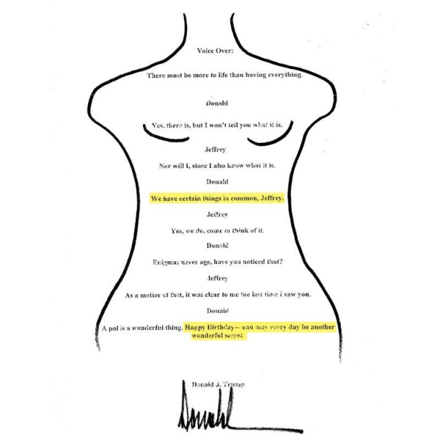 Poruka koju je navodno Donald Trump ostavio Jeffreyju Epsteinu