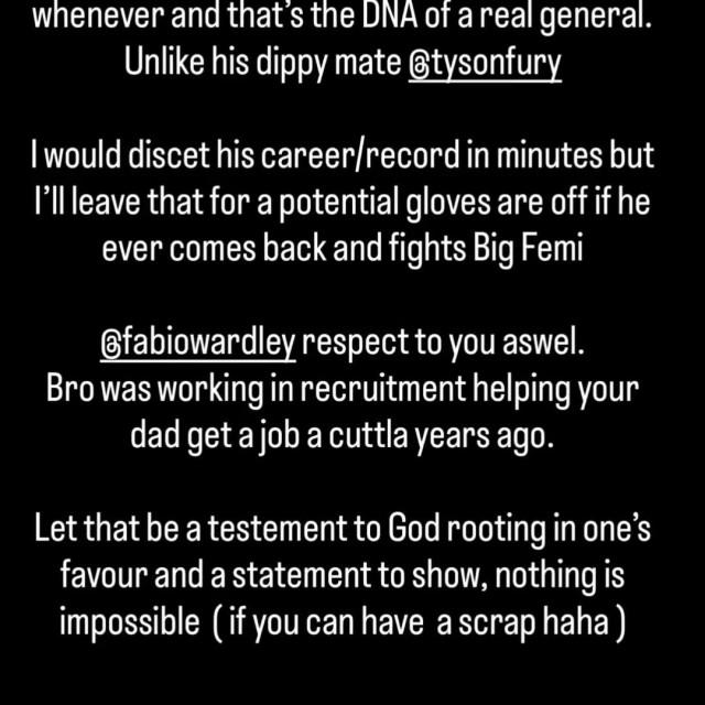 Anthony Joshua Instagram Story