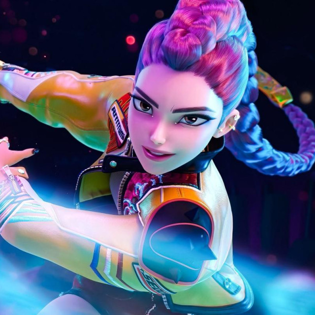 Scena iz filma ”KPop Demon Hunters”; na fotografiji: Rumi, članica grupe Huntr/x