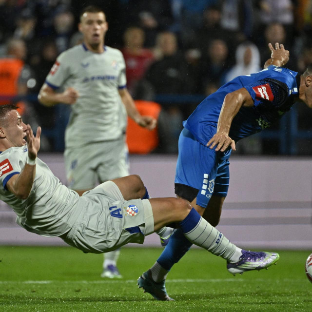 Varazdin, 300825.
Stadion Varteks.
Nogometna utakmica 5. kola SuperSport HNL-a, Varazdin - Dinamo.
Na fotografiji: Luka Stojkovic, Vane Jovanov.
