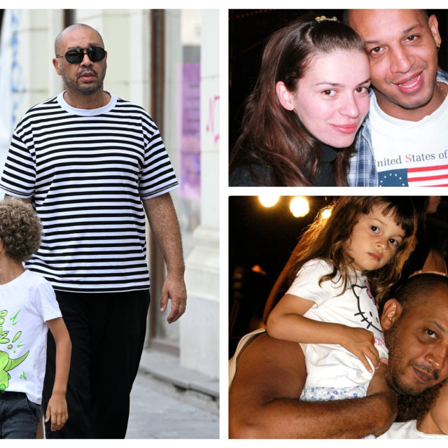 Hamed Bangoura i supruga Kristina kao mladi par (gore desno), Hamed sa svojom djecom