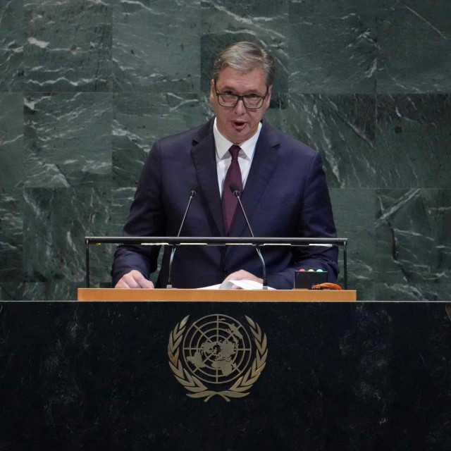Aleksandar Vučić tijekom govora pred Općom skupštinom UN-a