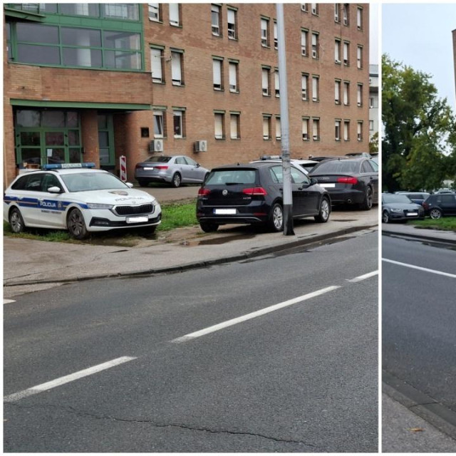Parkirani automobili ispred policije u Zagrebu