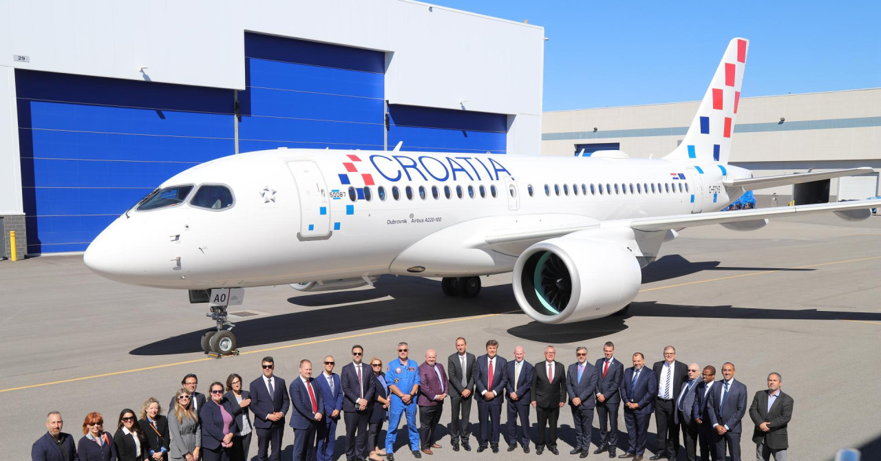 Croatia Airlines prevzel prvi Airbus A220-100, poimenovan 'Dubrovnik'