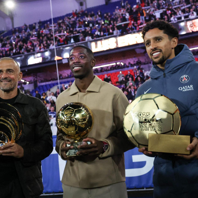 Marquinhos je primio nagradu uime PSG-a kao najbolje momčadi godine, Ousmane Dembele Zlatnu loptu i Luis Enrique nagradu za trenera godine