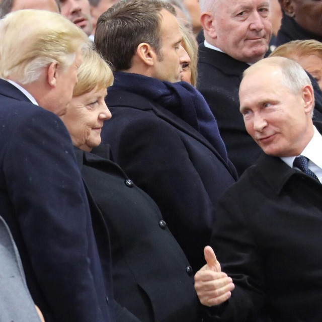 Donald Trump, Angela Merkel i Vladimir Putin
