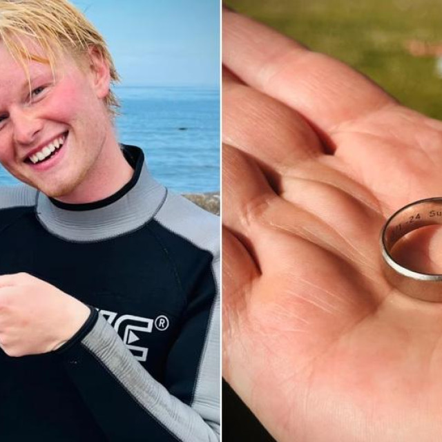 Elias Wärlinge s pronađenim prstenom u moru na Olandu