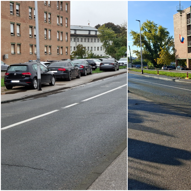 Stanje ispred policije prije nekoliko dana i danas, kad je očišćeno i ispraženjeno od automobila
