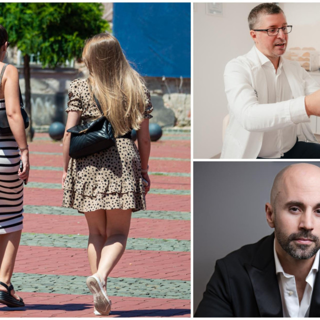 Lijevo: ilustracija; desno gore: dr. Dinko Bagatin, specijalist maksilofacijalne i plastične kirurgije; dolje: dr. Hrvoje Kisić, specijalist plastične, rekonstruktivne i estetske kirurgije