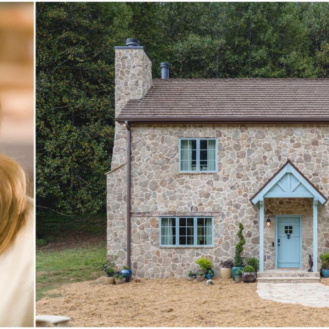 Kate Winslet i replika kućice iz filma The Holiday