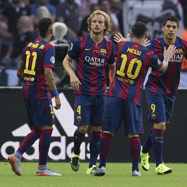 Neymar, Rakitić, Messi, Suarez